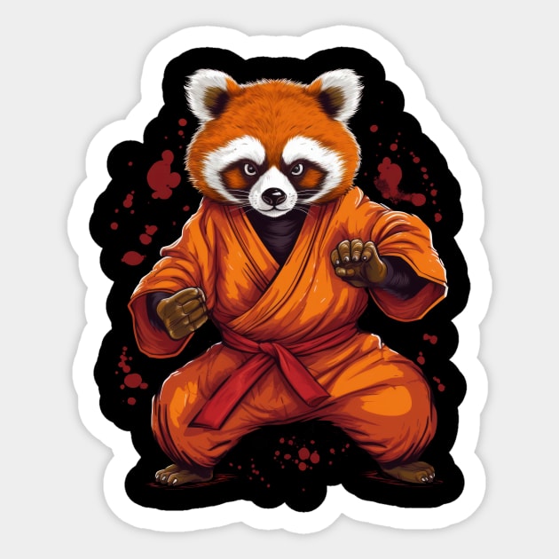 Red Martial Arts Panda - Tiny but fierce (no words) Sticker by Tee-Magination